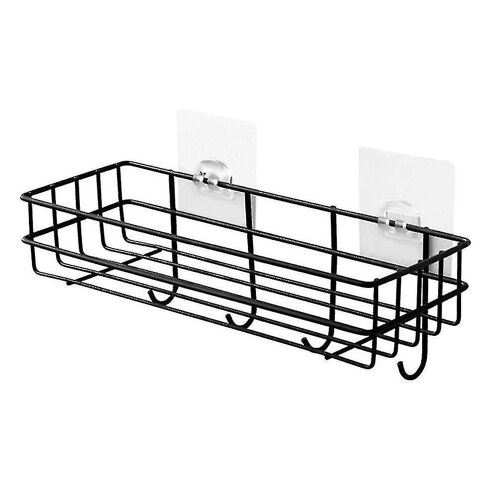 Étagère murale flottante ¿ Étagère de douche sans perçage pour salle de bain et cuisine, fer durable, noir