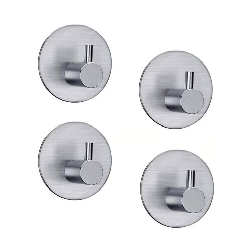 Lot De 4 Crochets Adhésifs 3m En Acier Inoxydable ¿ Crochets Muraux Auto-Adhésifs Pour Salle De Bain, Cuisine Et Bureau ¿ Installation Facile