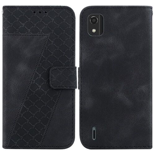 Téléphone Étui Pour Nokia C2 2e Édition Cuir Pu Portefeuille Motif En Relief Fonction De Fente De Carte Couverture Flip Folio - Noir