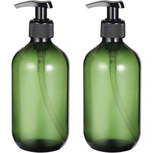 Flacons Pompes En Plastique Pet Vert De 500 Ml Pour Shampoing Et Lotion - Distributeurs Étanches, Durables Et Polyvalents - Lot De 2 