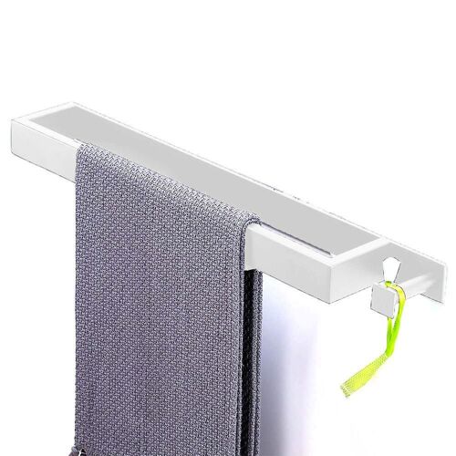 Porte-serviettes en acier inoxydable 304 avec crochet - Sans perçage, autocollant, résistant à la rouille, installation facile pour la maison