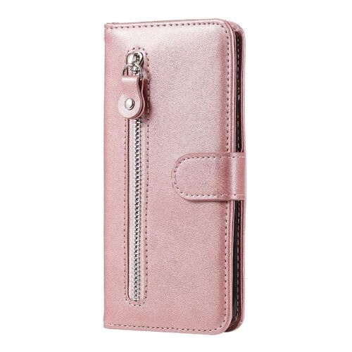 Étui Pour Xiaomi Poco X3 Nfc Supports De Fente Pour Carte Cuir Housse De Protection Fermeture Éclair - Couleur Rose