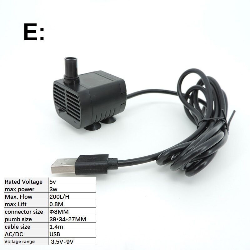 Mini Pompe à Eau Submersible Avec Prise DC-USB Et Technologie Sans Balais Pour Fontaines Domestiques Et Interieures
