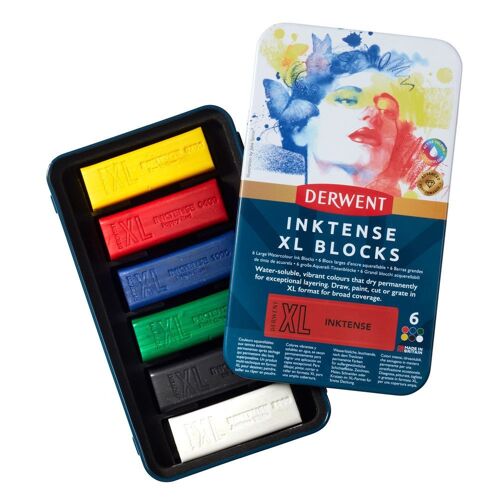 Derwent - Xl Inktense - Boîte Métal 6 Blocs Aquarellables Assortis