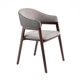 Chaise Rembourrée En Tissu Et Simili Cuir Avec Structure En Bois Couleur Noyer
