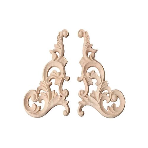 1 paire de bois sculpté coin onlay applique cadre décor meubles maison non peinte