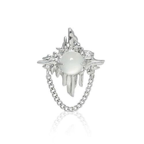 Femmes Irrégulier Gothique Tassel Moonstone Anneaux Chaîne De Lave Star Opal Stone Bague