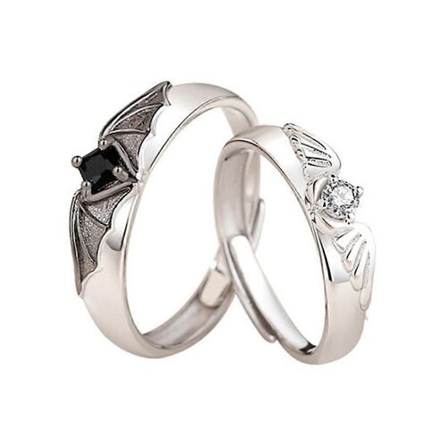 2pcs Ange Démon Aile Doigt Bague Réglable Couple Joint Anneau Pour Mariage