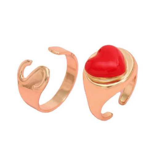 2 Pcs Lettre Amour Coeur Anneaux Pour Femmes Filles Alliage Alphabet Nom Ouvert Réglable Doigt Bague Bijoux Cadeaux