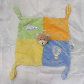 Doudou Ours Plat Carré Montgolfière Et Nuage 4 Noueds Gipsy
