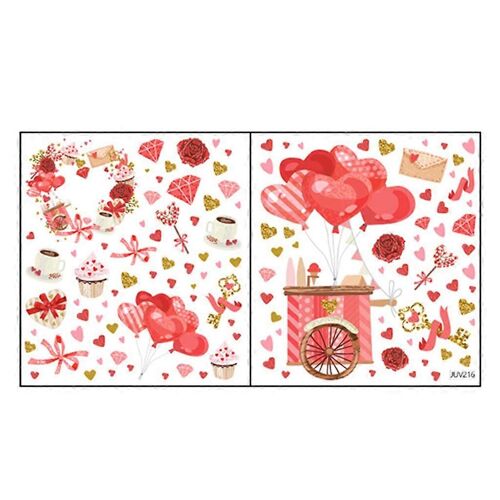 2 feuilles Happy Valentine's Day Window Clings Gnome Window Glass Static Decals Decoration Wall Sticker Party Supplies