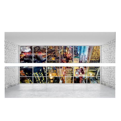 Ville 3D tête de lit murale Sticker Art vinyle chevet Amovible Mural Chambre