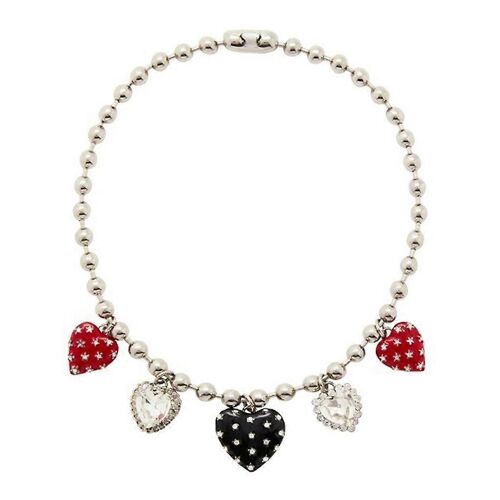 Chaîne De Perles Rondes Coréennes Argent Émail Amour Pendentif Collier Ins Chaîne De Clavicule