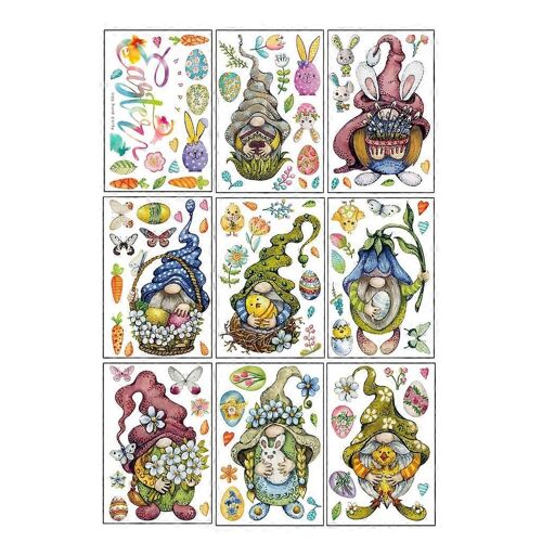 95pcs Joyeuses Pâques Autocollants Oeufs de Pâques Gnome Verre Décalcomanies Murales Autocollant Mural