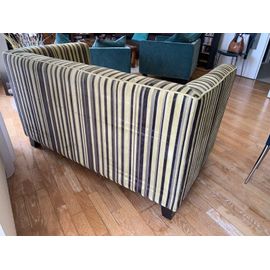 Canapé Vintage 2 Places, Velours Marron Vert Pistache Idéal Pour Petite Surface