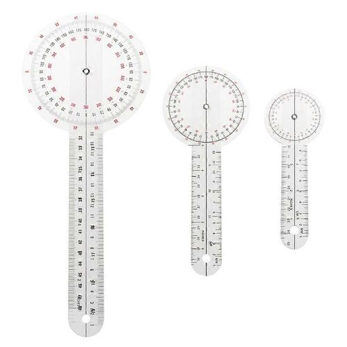 Goniomètre en plastique 360 degrés Angle transparent Règle Physio Goniomètre Angle