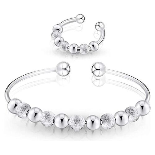 Bracelets En Argent Bague Femmes Réglable Anxiété Fidget Bague Stress Relief Bague