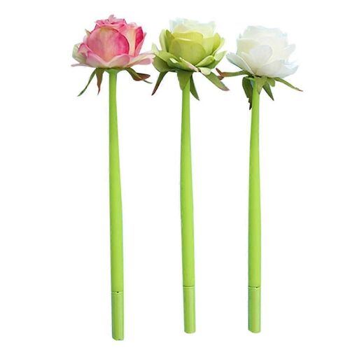 Mignon Rose Fleur Gel Stylo Rechargeable Signature Stylo Fournitures De Fête D'anniversaire 3 Pcs