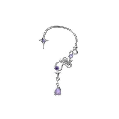 Unique Violet Cristal Awn Star Ear Bone Clip Femmes Pompon Boucles D'oreilles-Boucles D'oreilles