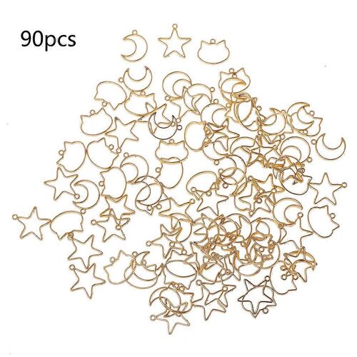 90 Pcs/Set Creux Ouvert Dos Lunette Pendentifs Géométrique Cadre Vierge Charme Pour Resi