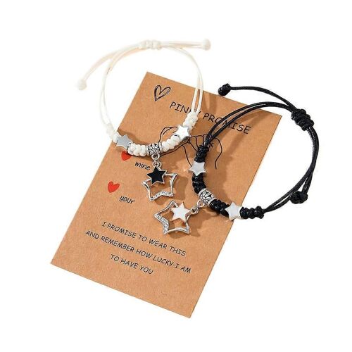 2pcs Roman Mignon Étoile À Cinq Branches Réglable Tressé Bracelet Carte Corde À La Main