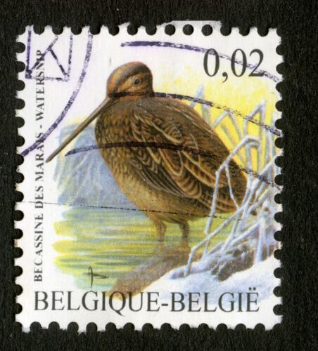 Timbre Oblitéré Belgique, Belgie, Bécassine Des Marais, 0,02