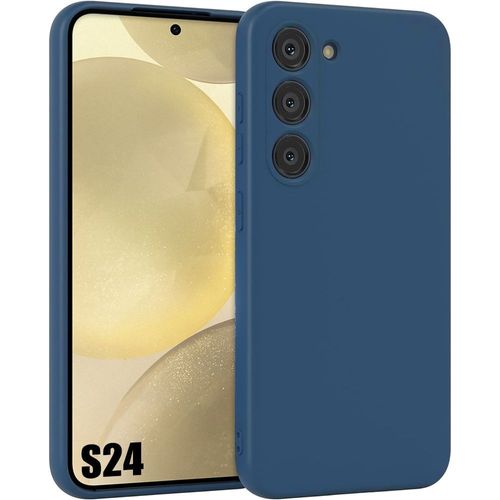 Coque pour Samsung Galaxy S24, Protection Silicone Liquide Effet Mat Bleu Marine - BOOLING