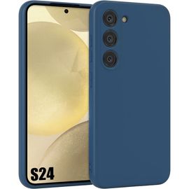 Coque pour Samsung Galaxy S24, Protection Silicone Liquide Effet Mat Bleu Marine - BOOLING