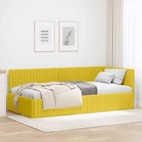 Vidaxl Cadre De Lit D'angle Jaune 100 X 200 Cm Velours