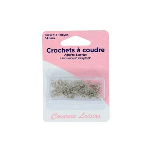 Crochets À Coudre Nickelées Avec Brides X14 Taille 2 001 Argent