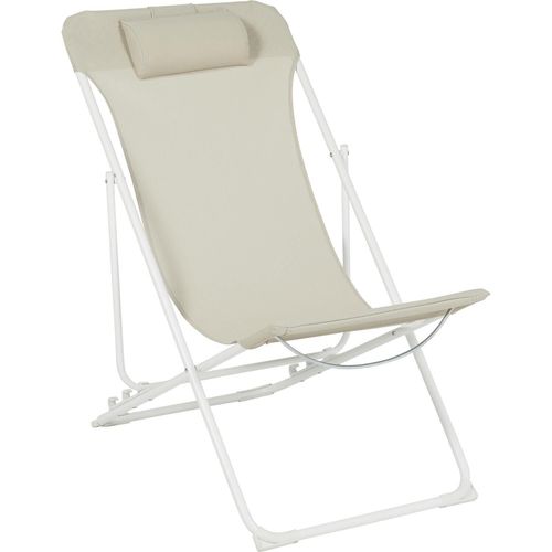 Transat Pliant Avec Tétière 3 Positions Beige / Sable Venise Hyba