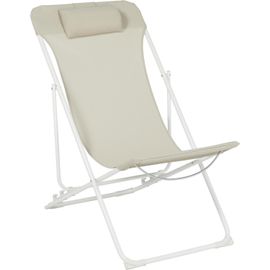 Transat Pliant Avec Tétière 3 Positions Beige / Sable Venise Hyba