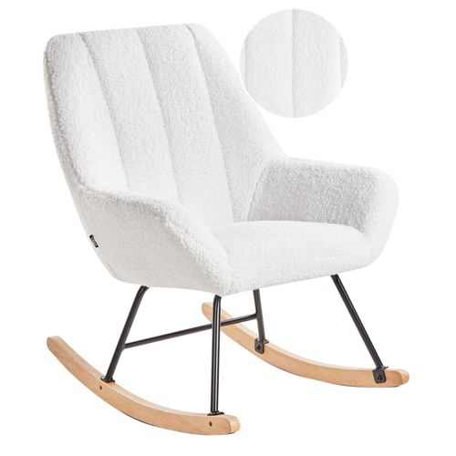 Fauteuil À Bascule Kinno Bouclé Blanc Cassé