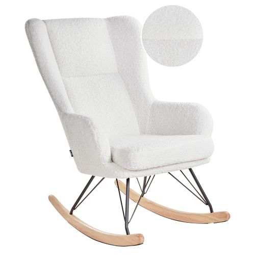 Fauteuil À Bascule Luoma Bouclé Blanc Cassé