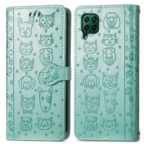 Étui Pour Huawei Nova 6se Antichoc Animaux De Dessin Animé Étui En Cuir Sangle Courte Couverture Rabotant - Vert