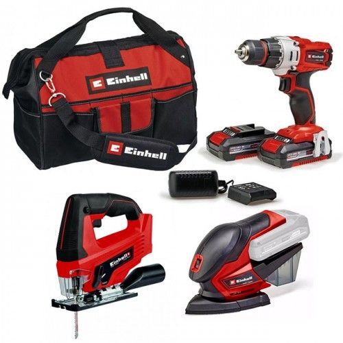 Pack 3 machines 18V + 2 batteries 2 Ah + chargeur + sac de transport EINHELL