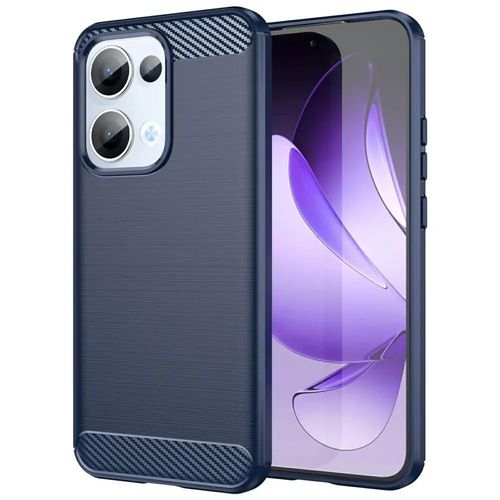 Coque Pour Oppo Reno 13 5g - Housse Etui Silicone Gel Carbone + Film Ecran - Bleu Fonce