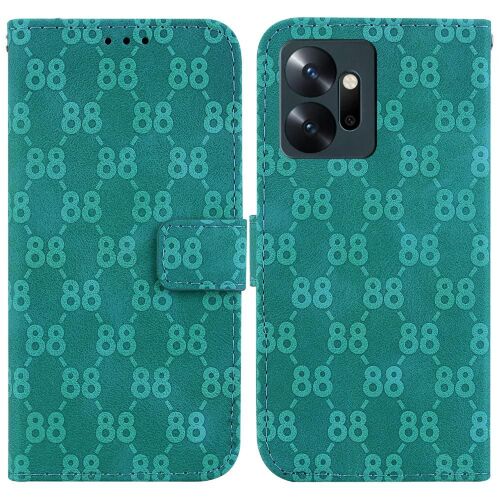 Étui Pour De Téléphone Infinix Zero 20 Double 8 Gaufré Cuir Pu Portefeuille Couverture Titulaire De La Carte Bicelle - Vert