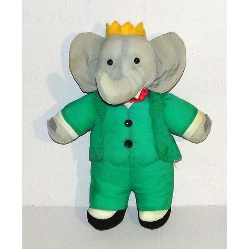 peluche babar en toile vintage ideal loisirs petit model doudou 22 cm