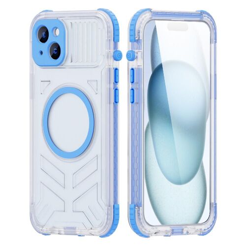 Étui Pour Iphone 15 Plus Boîtier Magnétique Dans Protecteur D'écran Étanche Construit 12ft Résistant Aux Chocs Militaires Ip68 Étanche Plein - Bleu Foncé