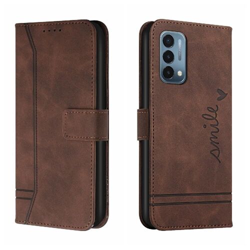Téléphone Étui Pour Oneplus Nord N200 Sangle À Main Couverture De Fentes Pour Cartes Fermeture Magnétique Cuir Pu Portefeuille Flip Folio - Le Brun