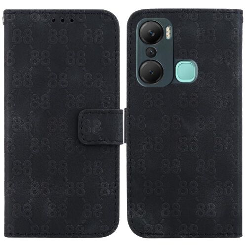 Étui Pour De Téléphone Infinix Hot 12 Pro Bicelle Portefeuille Couverture Double 8 Gaufré Cuir Pu Titulaire De La Carte - Noir
