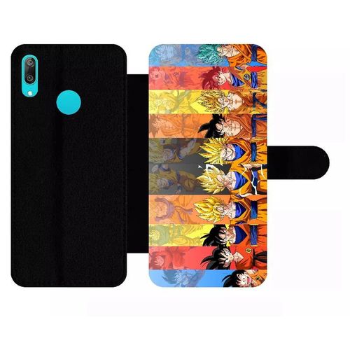 Etui À Rabat Pour Huawei Y7 - Dbz Sangoku Le Chemin Du Guerrier Saiyan - Simili-Cuir - Noir