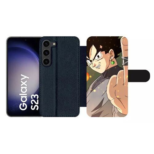 Etui À Rabat Pour Galaxy S23 - Dbz Black Goku Fuck - Simili-Cuir - Noir