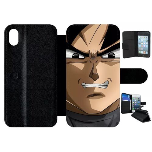 Etui À Rabat Pour Iphone Xr - Dbz Black Goku Silent Warrior - Simili-Cuir - Noir