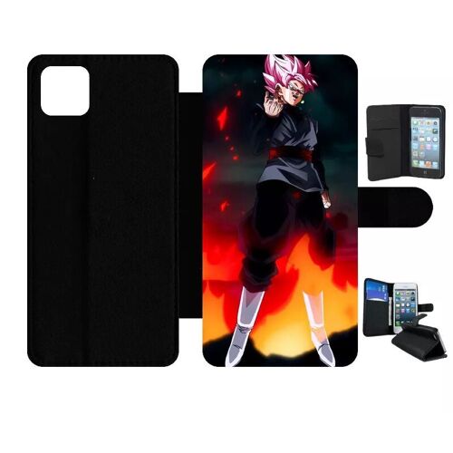 Etui À Rabat Pour Galaxy A22 5g - Dbz Black Goku Crimson Warrior The Flame Of Rebellion - Simili-Cuir - Noir