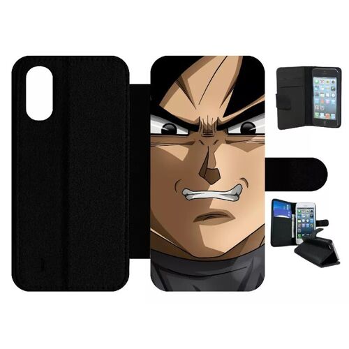 Etui À Rabat Pour Galaxy A01 - Dbz Black Goku Silent Warrior - Simili-Cuir - Noir