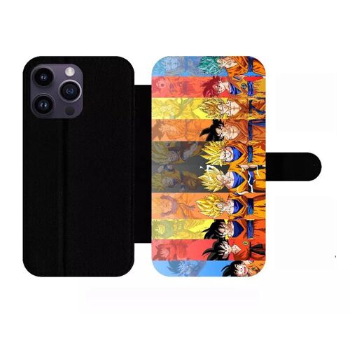 Etui À Rabat Pour Iphone 14 Pro Max - Dbz Sangoku Le Chemin Du Guerrier Saiyan - Simili-Cuir - Noir