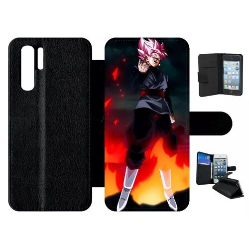 Etui À Rabat Pour Huawei P30 Pro - Dbz Black Goku Crimson Warrior The Flame Of Rebellion - Simili-Cuir - Noir