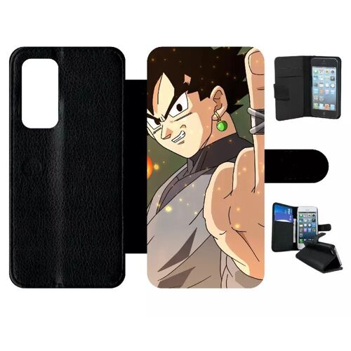 Etui À Rabat Pour Huawei P40 - Dbz Black Goku Fuck - Simili-Cuir - Noir